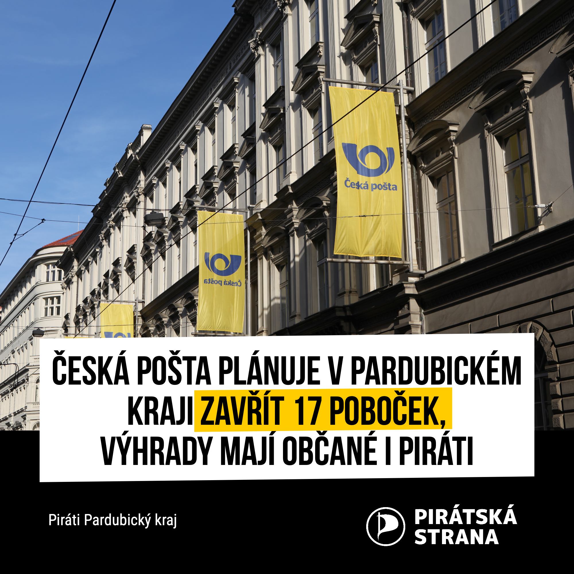 Česká pošta plánuje v Pardubickém kraji zavřít 17 poboček, výhrady mají občané i Piráti